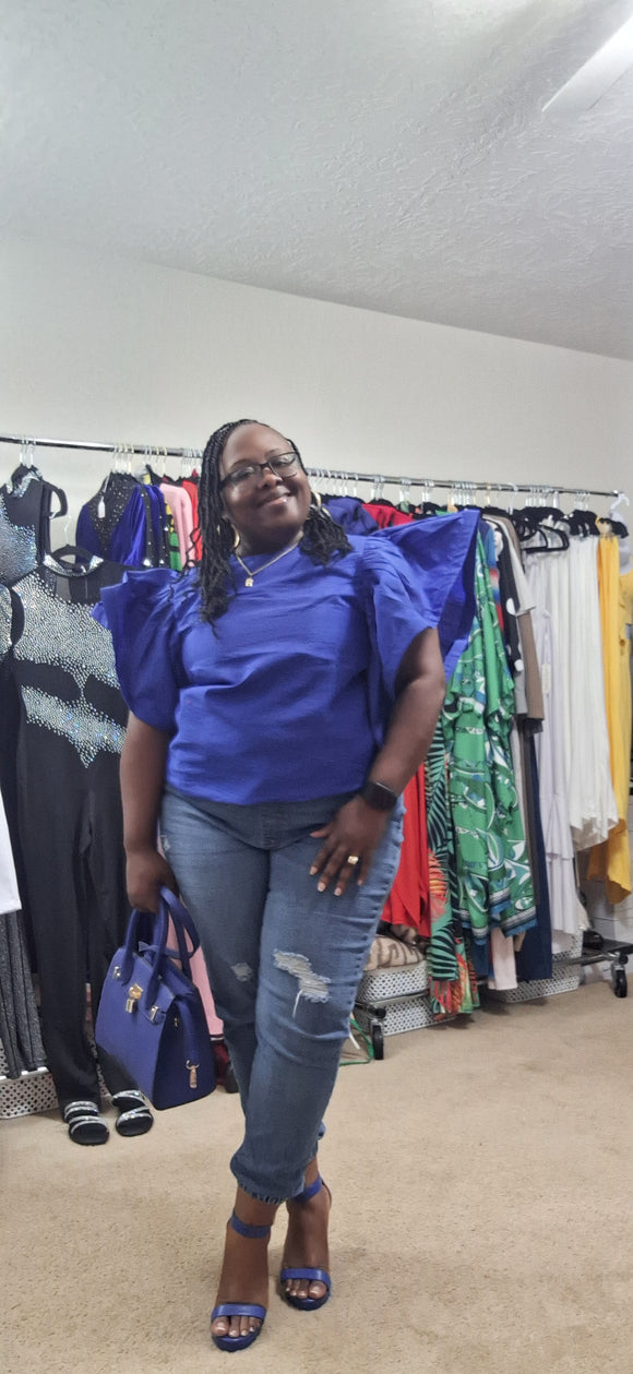 Ruffled Statement- Royal Blue