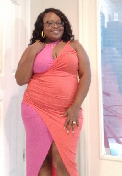 2 Tone Midi Dress