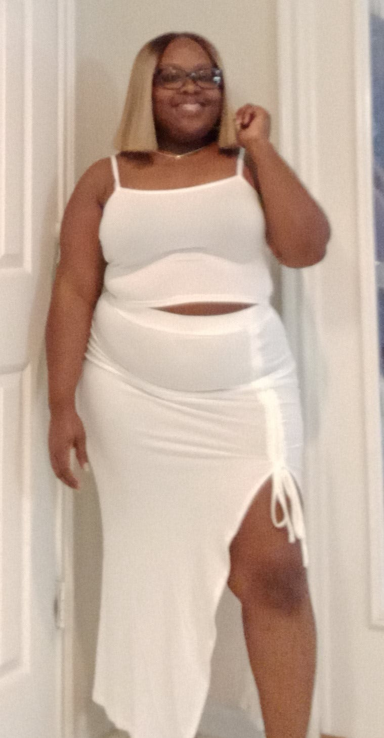 2pc Crop Tank Skirt Set - White
