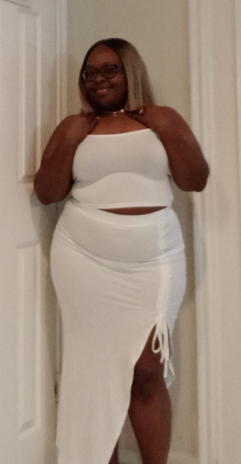 2pc Crop Tank Skirt Set - White