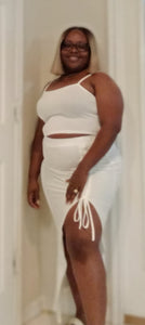2pc Crop Tank Skirt Set - White