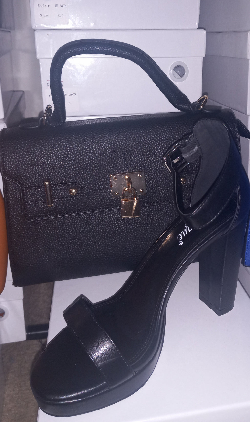 2pc Black Purse w/wallet