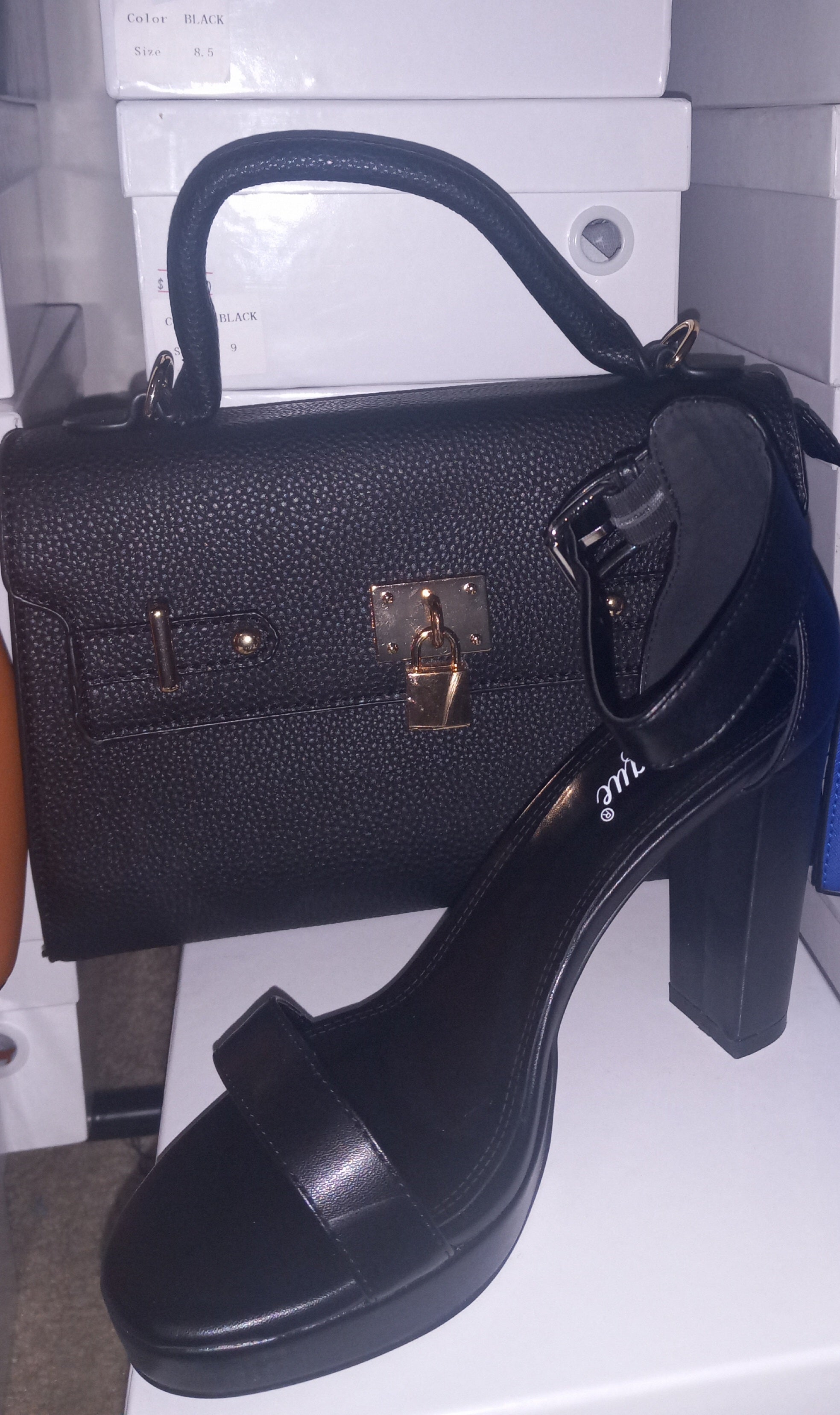 2pc Black Purse w/wallet