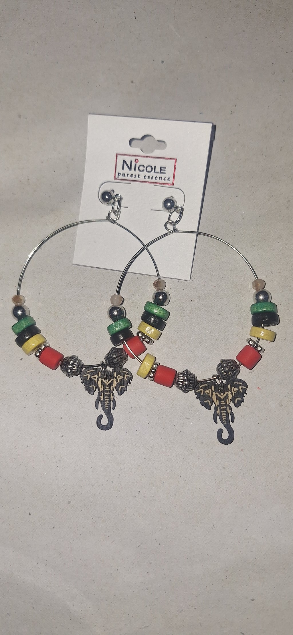 Hoop Earrings with Elephant Charm