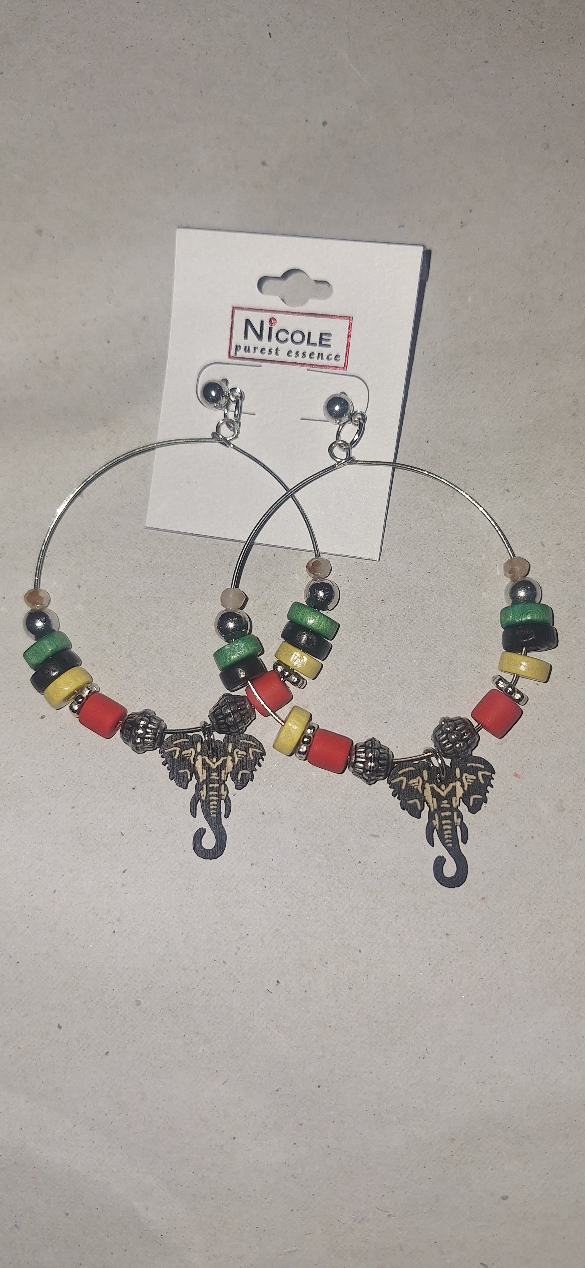 Hoop Earrings with Elephant Charm