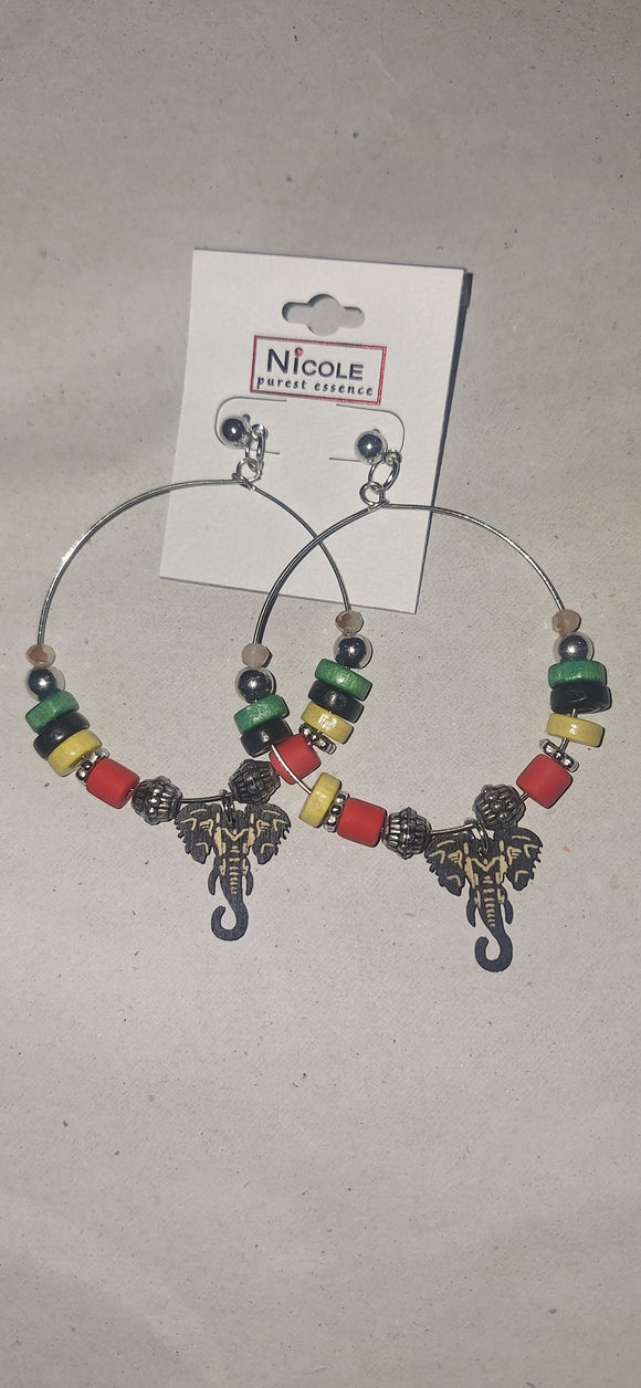 Hoop Earrings with Elephant Charm