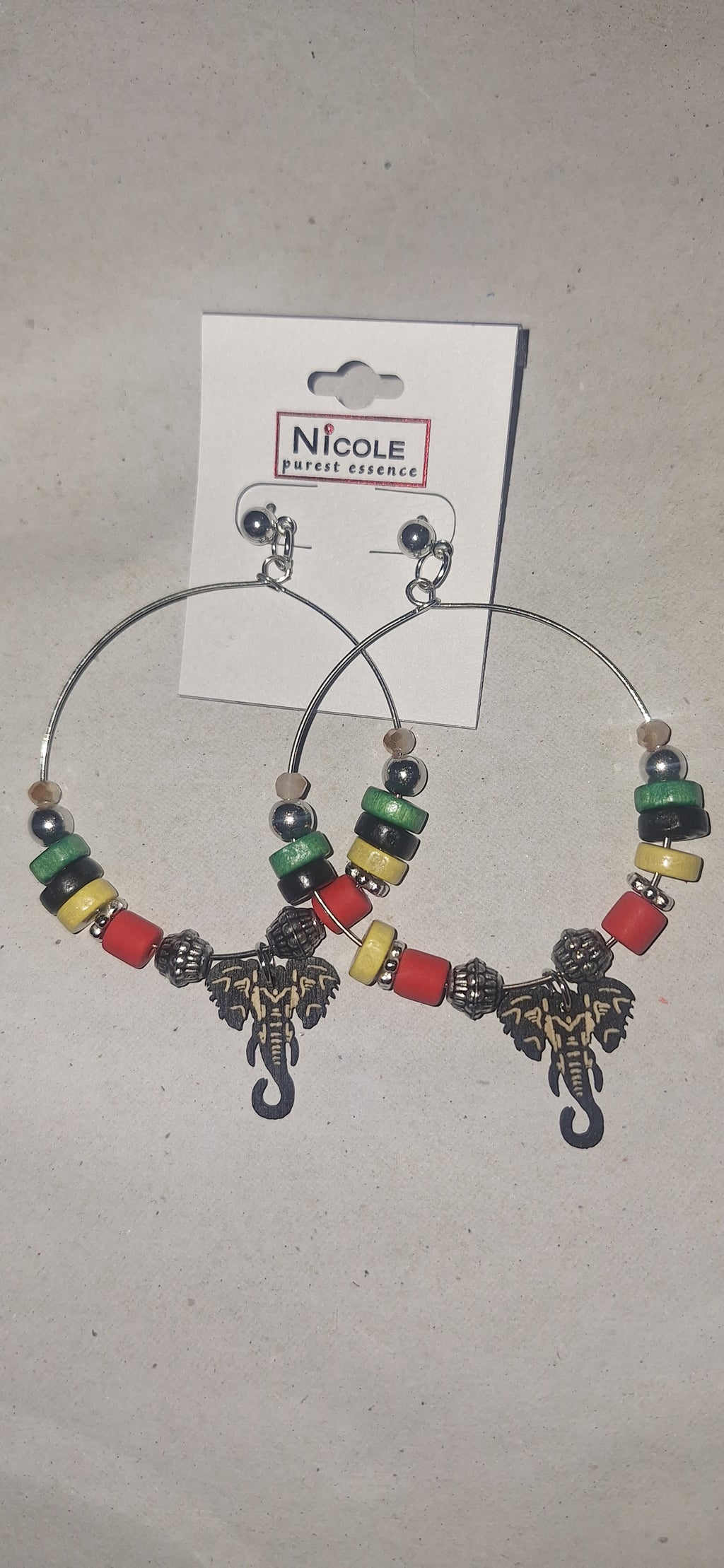 Hoop Earrings with Elephant Charm