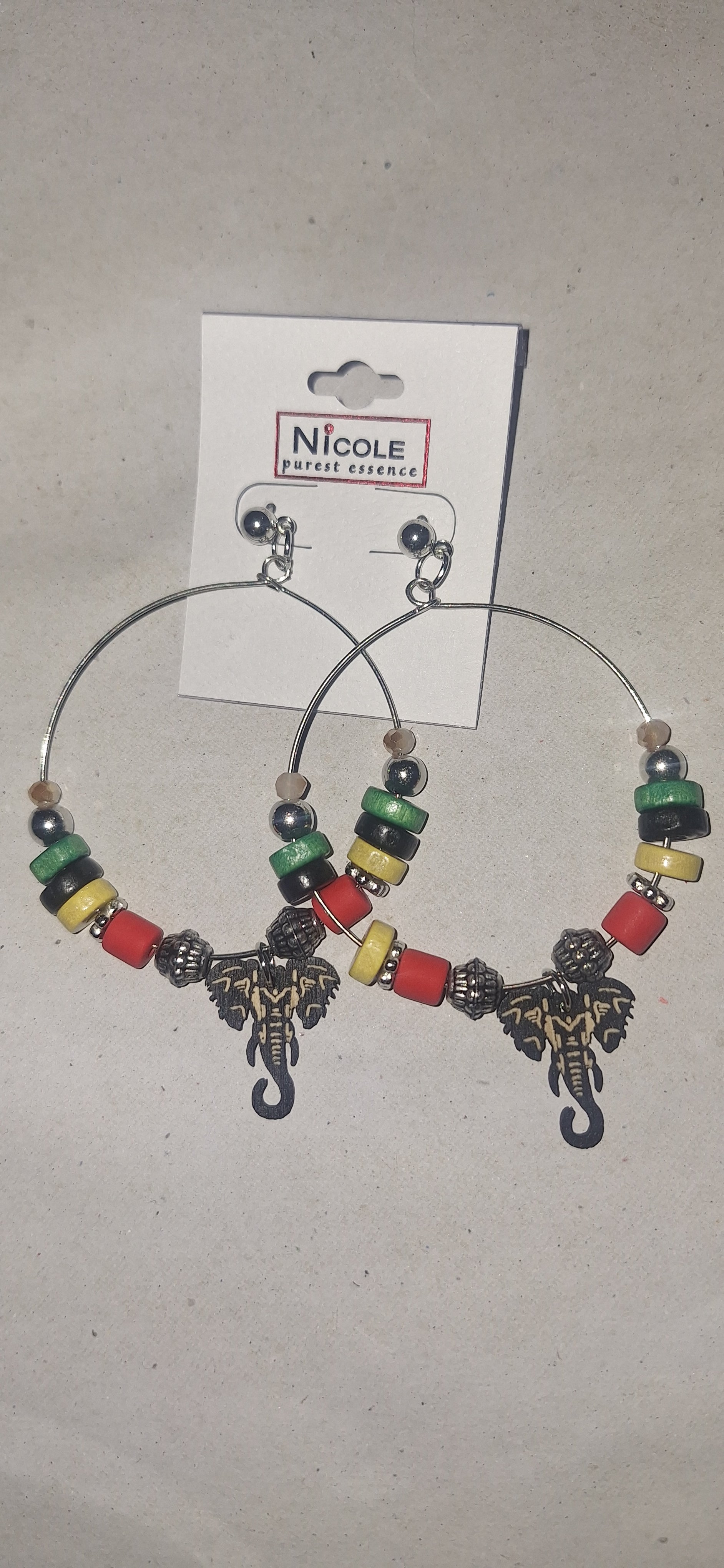 Hoop Earrings with Elephant Charm