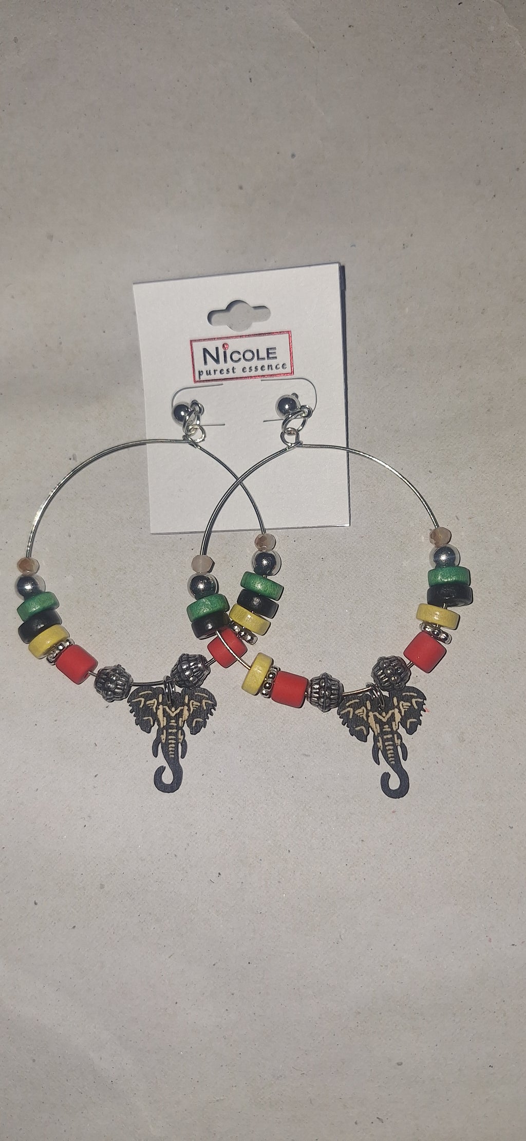 Hoop Earrings with Elephant Charm