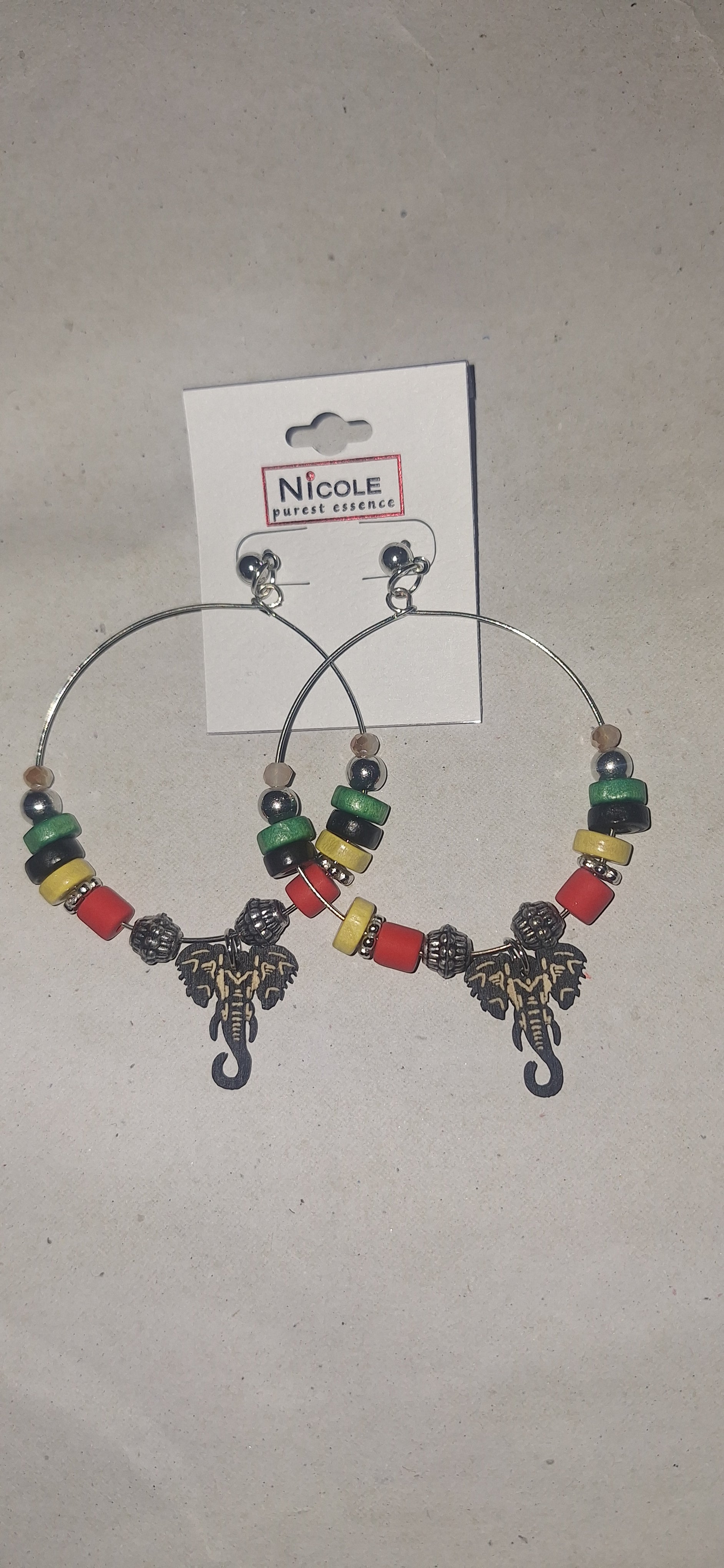Hoop Earrings with Elephant Charm