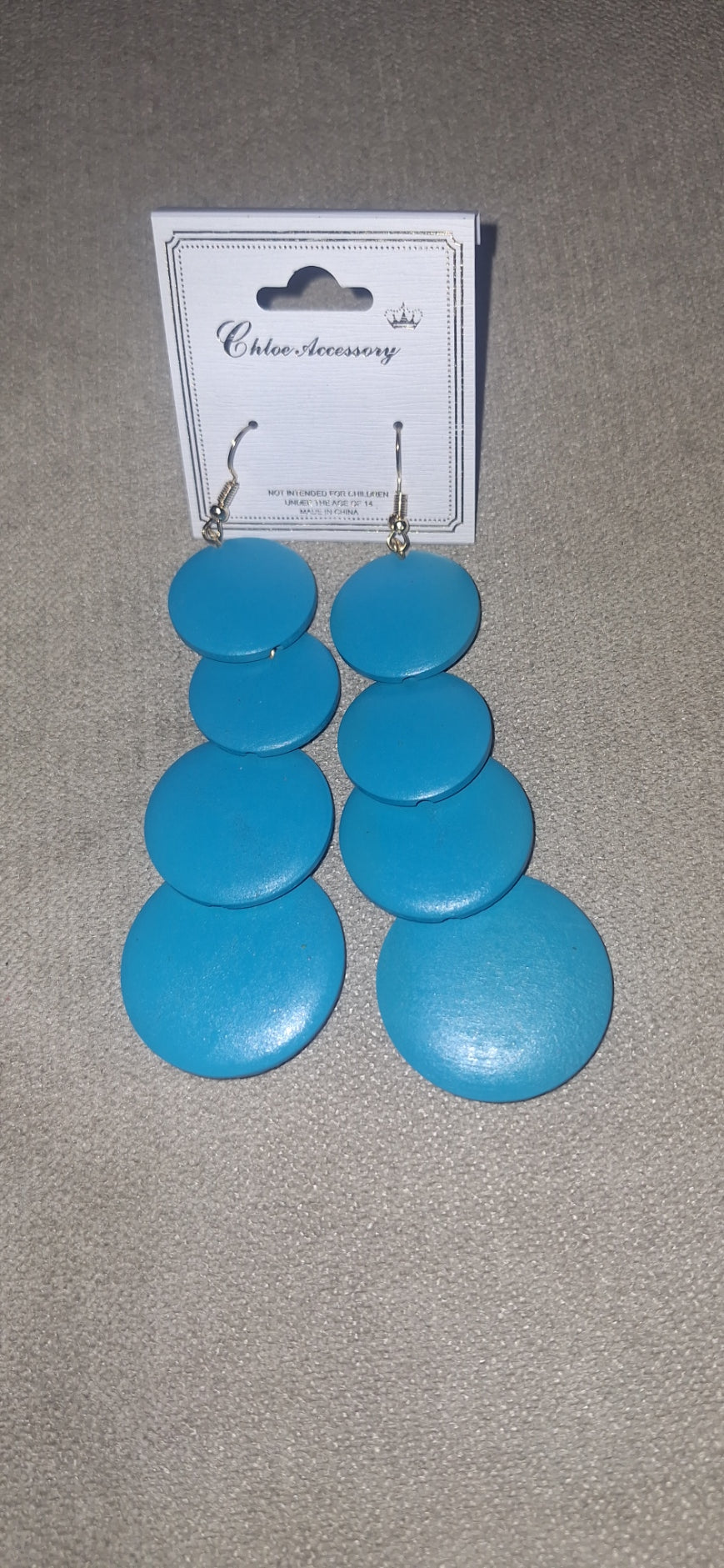 Wood Drop Fashion Earrings - Turquoise