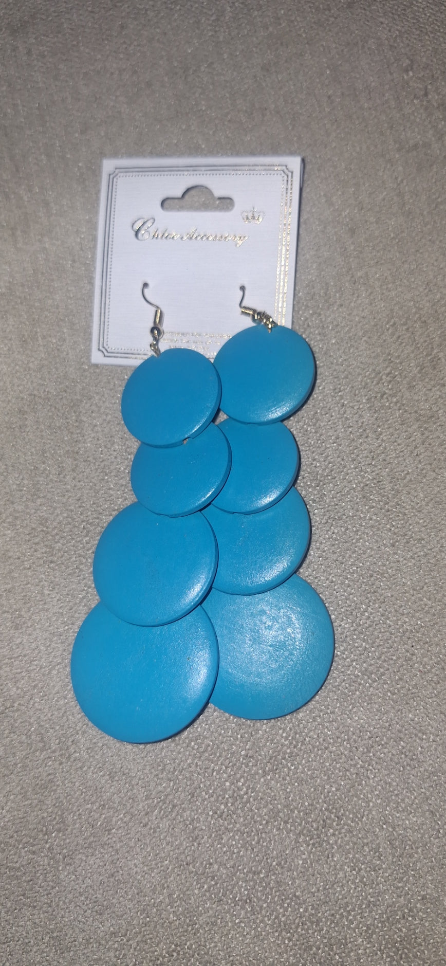 Wood Drop Fashion Earrings - Turquoise
