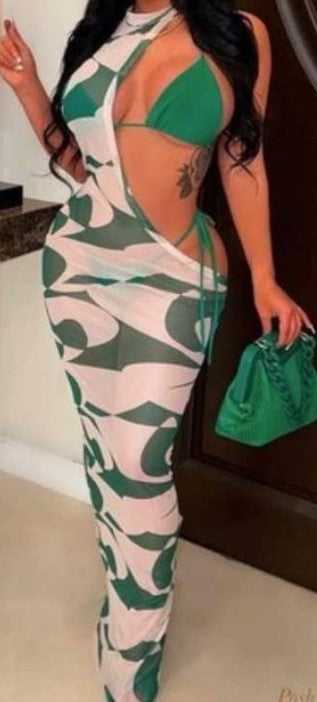 3pc Swimsuit & Mesh Cover Up