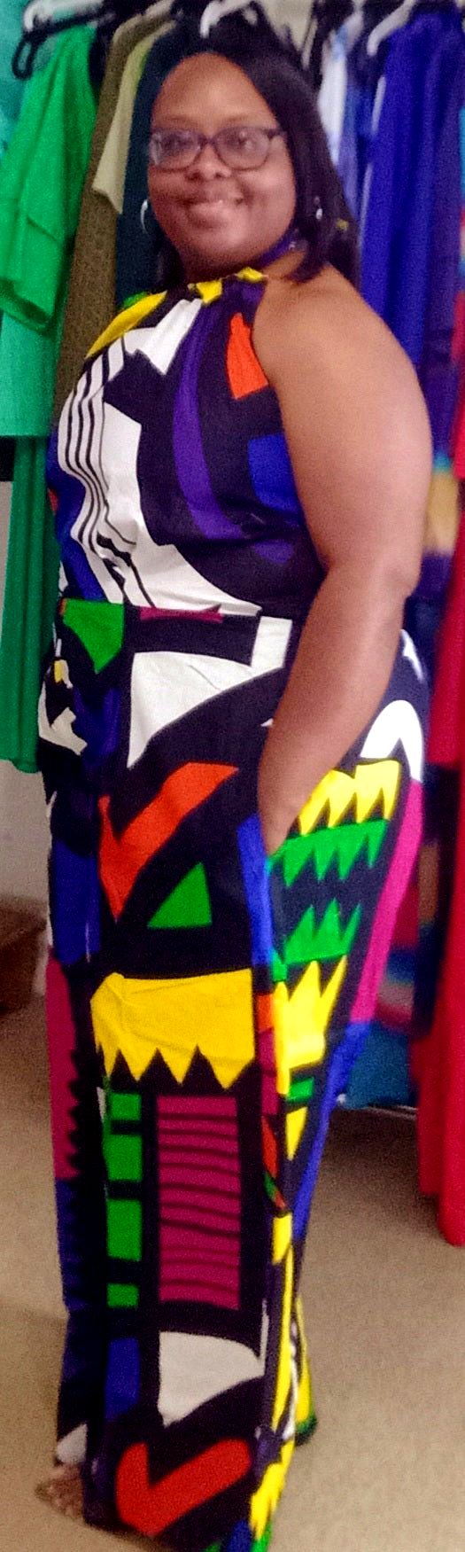 2pc African Jumpsuit w/ Scarf