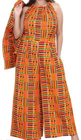 2pc African Jumpsuit w/ Scarf