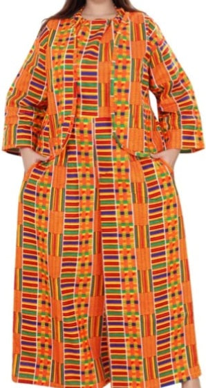 2pc African Jumpsuit w/ Scarf