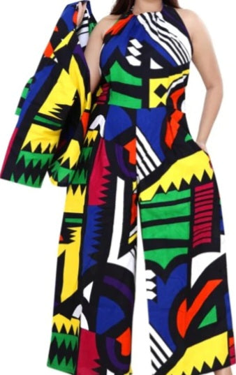 2pc African Jumpsuit w/ Scarf