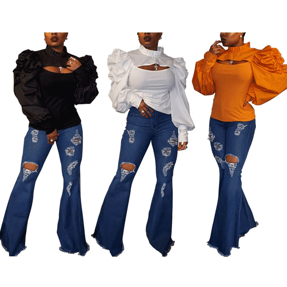 Ribbed Hollow Turtleneck