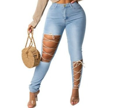 Laced Up Skinny Jeans