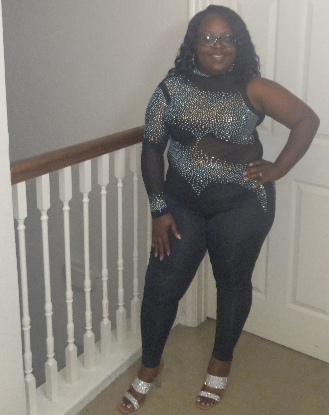 One Sleeve Sequins Jumpsuit