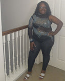 One Sleeve Sequins Jumpsuit