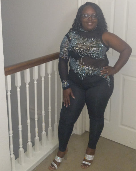 One Sleeve Sequins Jumpsuit